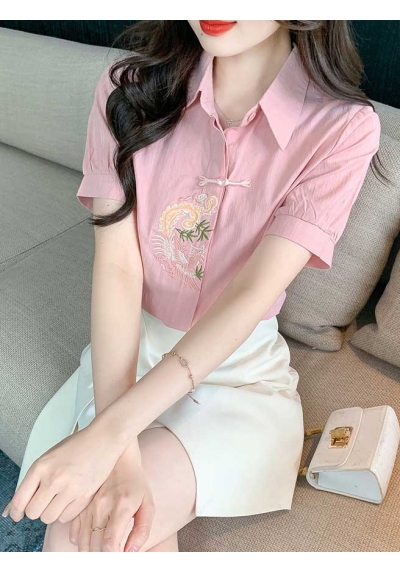 kemeja wanita korea lengan pendek import T8474