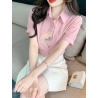 kemeja wanita korea lengan pendek import T8474