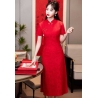 dress cheongsam merah import D8266