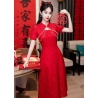 dress cheongsam merah import D8268