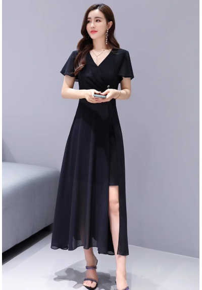 dress pesta wanita korea D7895