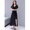 dress hitam v-neck wanita import D8282