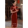 dress cheongsam brukat merah import D8347