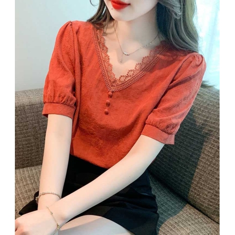 blouse v-neck wanita korea import T8323