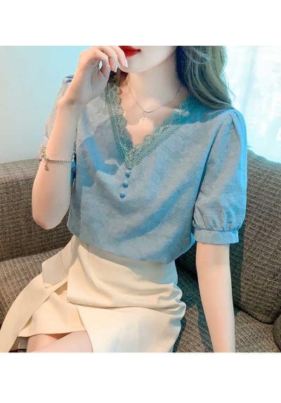 blouse v-neck wanita korea import T8533