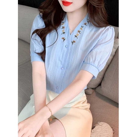 blouse v-neck wanita korea import T8534