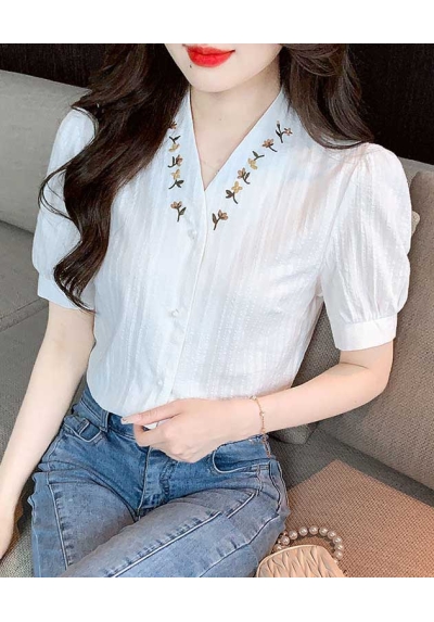 blouse v-neck wanita korea import T8539