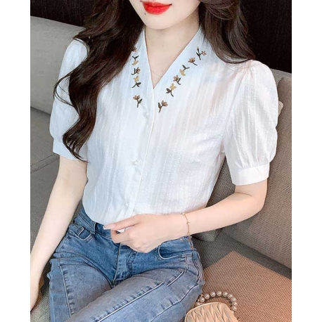 blouse v-neck wanita korea import T8539