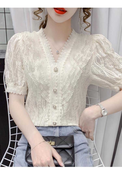 blouse v-neck wanita korea import T8540