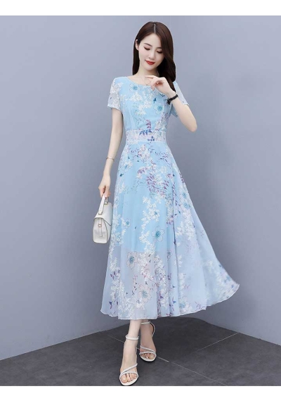 long dress wanita korea motif bunga bunga D8369