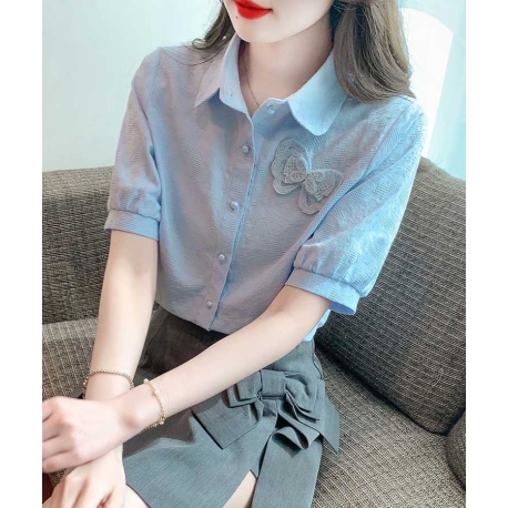 kemeja wanita korea import lengan pendek  T8561