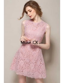 dress brukat tanpa lengan D2542