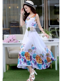 long dress motif bunga D2848