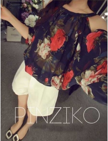 blouse motif bunga T2886