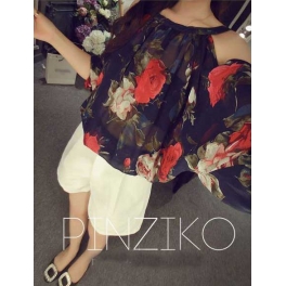 blouse motif bunga T2886