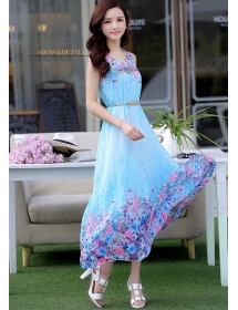 long dress motif bunga D3019