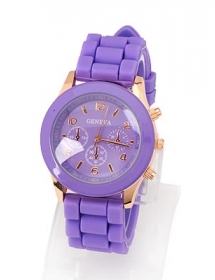 Metallic Purple Jelly Fluorescence Color Alloy Fashion Watches JAM0002