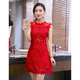 dress pesta brukat D3308