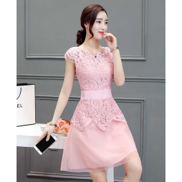 dress pesta brukat D3558