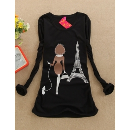 kaos lengan panjang motif eiffel T871