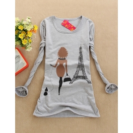 kaos lengan panjang motif eiffel T872