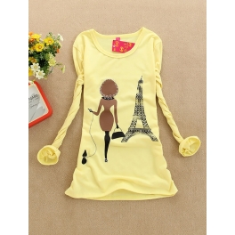 kaos lengan panjang motif eiffel T873