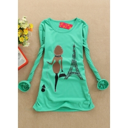 kaos lengan panjang motif eiffel T874