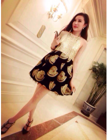 dress pesta korea D813