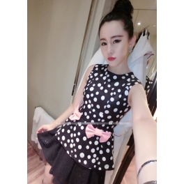 blouse wanita motif polkadot T963