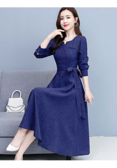 long dress wanita korea import lengan panjang D8607
