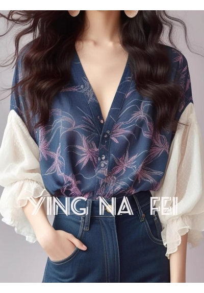 blouse wanita  lengan panjang import T9012